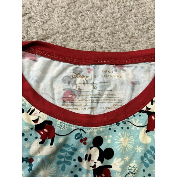 Little Sleepies Mickey Mouse DISNEY CHRISTMAS  Two Piece Pajamas Size 16 - Picture 2 of 2